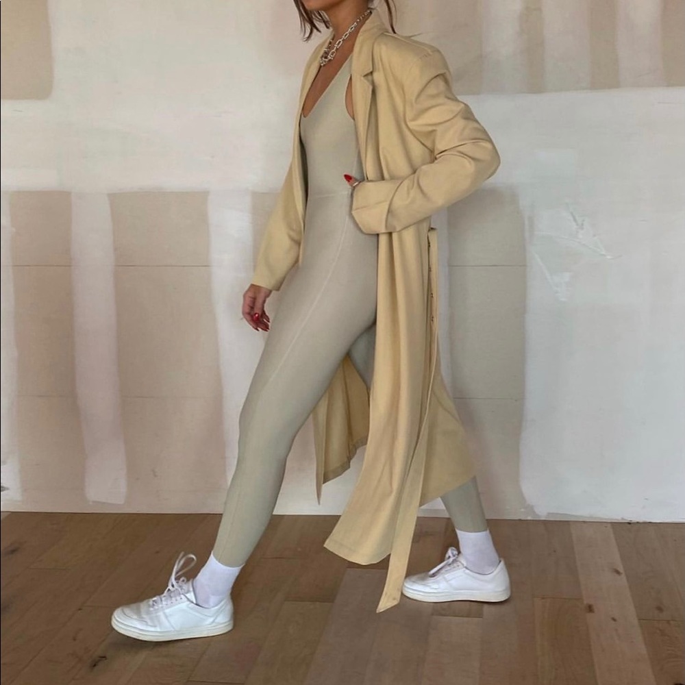 WeWoreWhat active- khaki scoop jumpsuit never worn